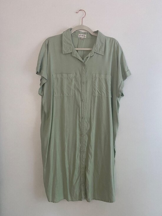 Wonderly Dresses & Skirts - Wonderly Pistachio Green Button-Down Shirt Dress Size XL